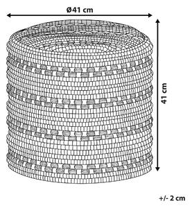 Puf czarno-biały wełniany w paski dziergany okrągły ø 41 cm Guntur Beliani