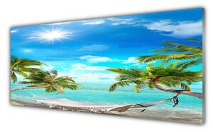 Obraz Szklany Palmy Tropikalne Hamak Plaża