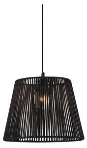 Zewnętrzna lampa wisząca czarna z czarnym sznurem IP44 - Cava Jayla