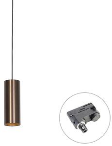 Designerska lampa wisząca ciemny brąz z adapterem szynowym 3-fazowym - 3-Phase Tubo