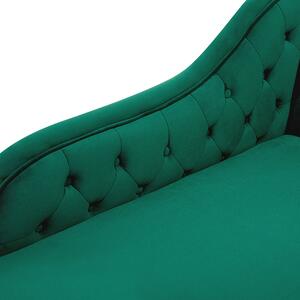 Szezlong pikowany tapicerowany welurowy prawostronny zielony Nimes Beliani
