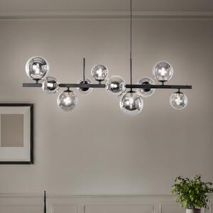 Lampa wisząca szklana Rumba Domiluce, możliwość ściemniania, czarny, salon / jadalnia, metal, nowoczesny
