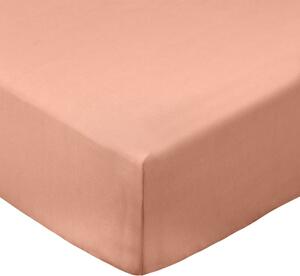 Prześcieradło z perkalu bawełnianego z gumką w kolorze terakoty 90x190 cm Cotton Percale – Bianca