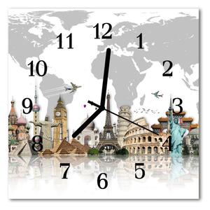 Zegar szklany kwadratowy Świat