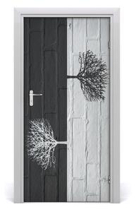 Naklejka samoprzylepna na drzwi Drzewa na murze
