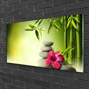 Obraz Szklany Bambus Kwiat Kamienie Zen