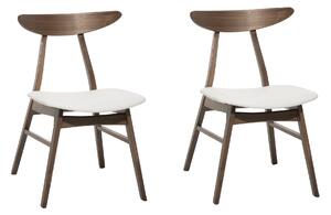 Zestaw 2 drewnianych krzeseł białe siedzisko ekoskóra styl retro do jadalni Lynn Beliani
