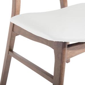 Zestaw 2 krzeseł do jadalni białe siedzisko z ekoskóry ciemne drewno Lynn Beliani