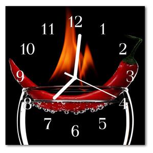 Zegar ścienny kwadrat Ogień chili