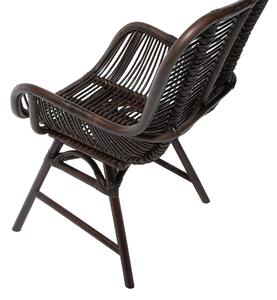 Rattanowe krzesło wysokie oparcie plecione brązowe fotel styl boho Togo Beliani