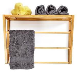 Blumfeldt Regał ścienny do łazienki, 3 drążki na ręczniki, półka, 42 x 30 x 20 cm, bambus
