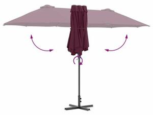 Nowoczesny parasol ogrodowy w kolorze bordeaux - składany, z mechanizmem ręcznym, idealny na balkon, taras i do ogrodu