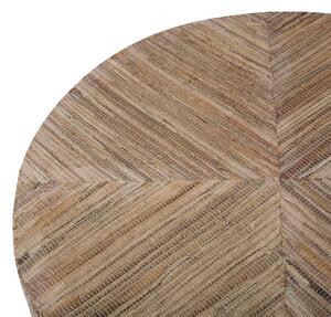 Stolik nocny jasne drewno tekowe boho okrągły 41 x 35 cm Tulita Beliani