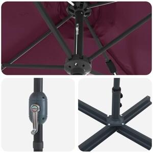 Nowoczesny parasol ogrodowy w kolorze bordeaux - składany, z mechanizmem ręcznym, idealny na balkon, taras i do ogrodu