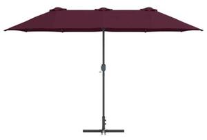 Nowoczesny parasol ogrodowy w kolorze bordeaux - składany, z mechanizmem ręcznym, idealny na balkon, taras i do ogrodu