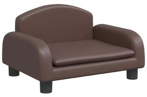 Brązowa sofa dla chłopca ze sztucznej skóry A1-N22