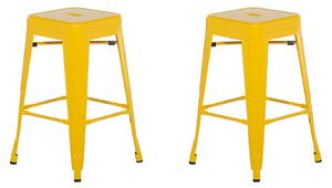 Zestaw 2 hokerów stołków barowych metalowy 60 cm żółty Cabrillo Beliani
