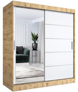 Przesuwna szafa 180 cm dąb artisan + biały C2-W96