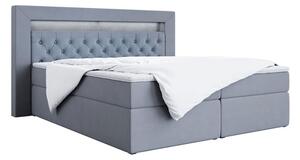 Modne łóżko kontynentalne 140x200 w nowoczesnym stylu do sypialni z oświetlanym zagłowiem - GOLD 6 / Casablanca 2314 - szary