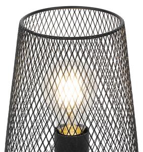 Designerska lampa stołowa czarna z drewnem - Bosk Oswietlenie wewnetrzne