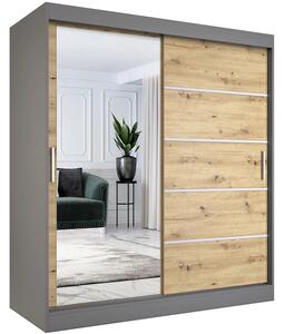 Szafa przesuwna 180 cm antracyt + dąb artisan D7-P07