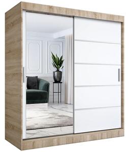 Szafa przesuwna 180 cm dąb sonoma + biały H5-F37
