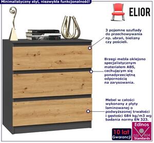 Niska Komoda Loft Z Szufladami Antracyt + Dąb Artisan G1-G65