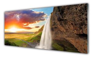 Obraz Szklany Wodospad Słońce Krajobraz