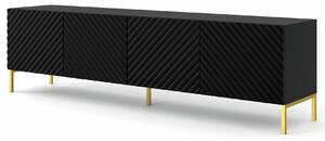Rtv szafka z frontem czarny 3d mat + złote nóżki N6-N50