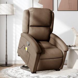 Podnoszony fotel masujÄ cy, rozkÅadany, brÄ zowy, obity tkaninÄ