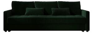 Ciemnozielona welurowa sofa rozkładana z pojemnikiem D2-L20
