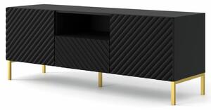 Szafka rtv w stylu glamour czarny mat + złote nóżki N1-E31
