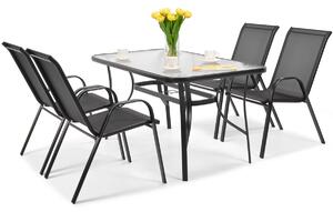Zestaw ogrodowy PORTO stół 140x80 cm i 4 krzeseł - czarny