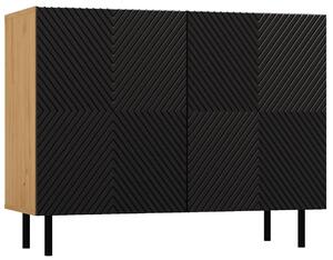Czarna ryflowana komoda pod telewizor H1-A36