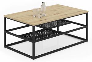Industrialny stolik kawowy dąb artisan + czarny D9-L06