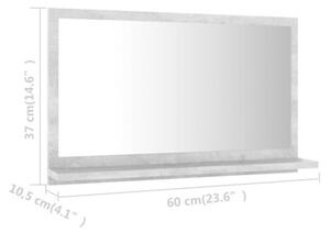 Lustro Åazienkowe, szaroÅÄ betonu 60x10,5x37 cm