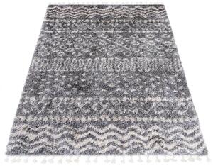 Ciemnoszary dywan shaggy w azteckie wzory T8-B25