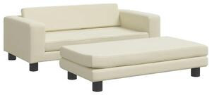 Kremowa sofa dla dziewczynki z podnóżkiem z ekoskóry E2-H37