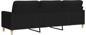 Sofa 3-osobowa, czarna, 210 cm, tapicerowana tkaninÄ