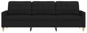 Sofa 3-osobowa, czarna, 210 cm, tapicerowana tkaninÄ