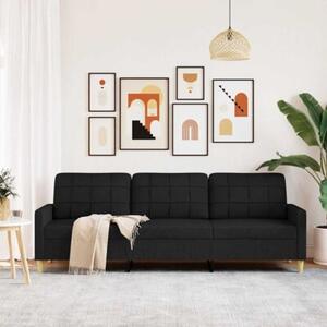 Sofa 3-osobowa, czarna, 210 cm, tapicerowana tkaninÄ