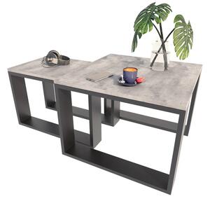 Industrialny Zestaw Stolików Kawowych Beton + Czarny L8-D74