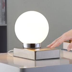 Lampa stołowa Naomi Lindby, biały / opal, sypialnia, szkło, nowoczesny