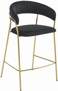 Czarny welurowy hoker glamour z oparciem K6-A86
