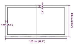 Półka, brązowa, 120x60x(2-6) cm, lakierowane lite drewno dębowe