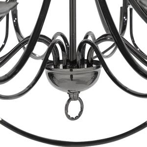 Żyrandol czarny metalowy wysoki połysk na łańcuchu 8 ramion 143 cm Teesta Beliani