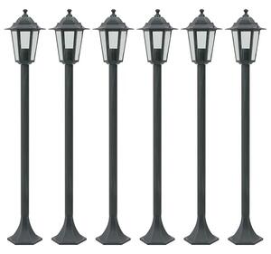 Zestaw 6 zielonych lamp stojących ogrodowych T5-W85