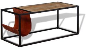 Stolik kawowy ze skÃ³rzanym uchwytem na czasopisma 110x50x45 cm