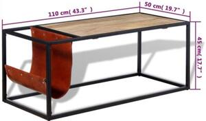 Stolik kawowy ze skÃ³rzanym uchwytem na czasopisma 110x50x45 cm