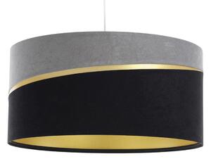Szaro-czarna lampa wisząca z welurowym abażurem - A338 A8-D87